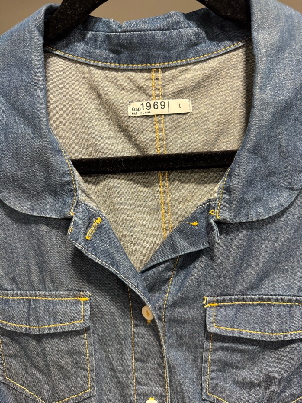GAP Denim Sleeveless Button-Front Top - Light Blue